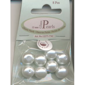 Glasperle rund 4mm hvid 80stk