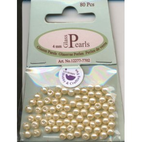 Glasperle rund 4mm beige 80stk