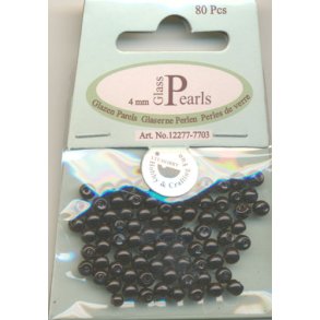 Glasperle rund 4mm sort 80stk