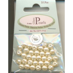Glasperle rund 6mm beige 35stk