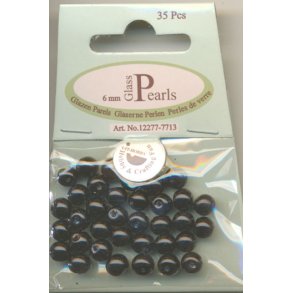 Glasperle rund 6mm sort 35stk