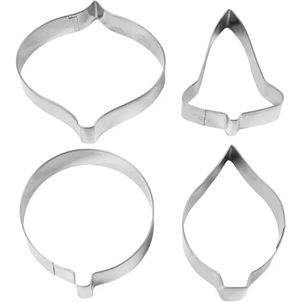 Udstiksforme 4stk. klokke, kugle, drbe, prisme, 8 cm