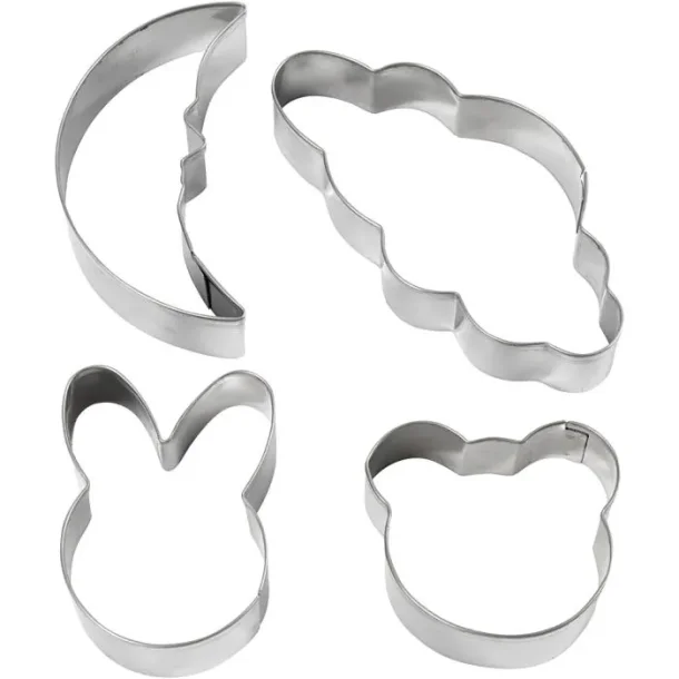 Udstiksforme 4stk. sky, hare, bjrn, mne, 10 cm