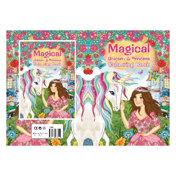 Malebog A4 Magical Unicorn og Princess 16 sider