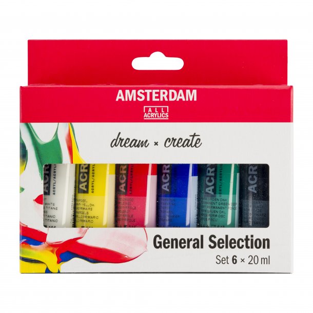 Amsterdam Akrylmaling sæt á 6 stk. X 20 “General Selection” - Sæt - Lunahobby