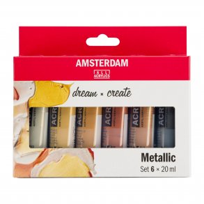 Amsterdam Akrylmaling st á 6 x 20 ML. Metallic