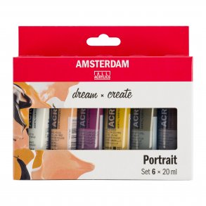 Amsterdam akrylmaling st á 6 stk x 20 ML. “Portrait”