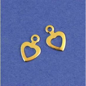 Charms hjerte 5mm 40stk guld - 1602