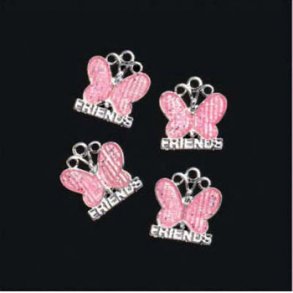 Charms sommerfugl/friends 16x18mm 4stk SE BEMRKNING