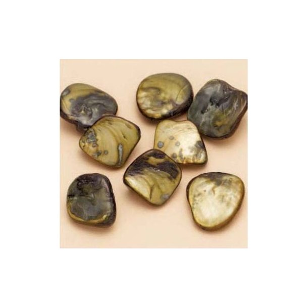 Muslingeperler ca. 13-17mm mrk grn 8stk