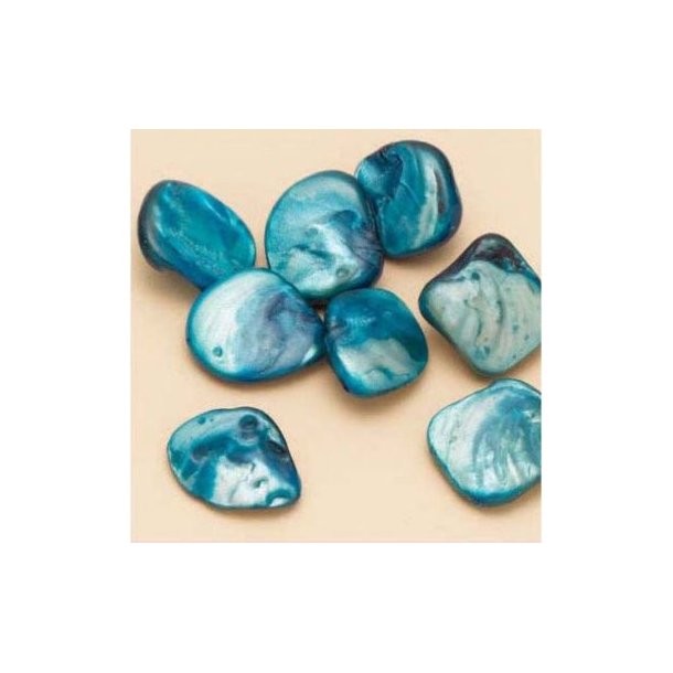 Muslingeperler ca. 13-17mm turkis 8stk