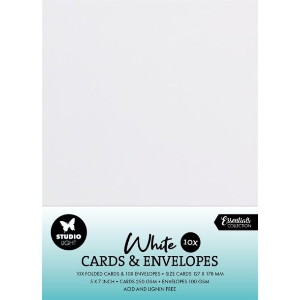 Studio Light Cards &amp; Envelopes 5x7" "White" 10st
