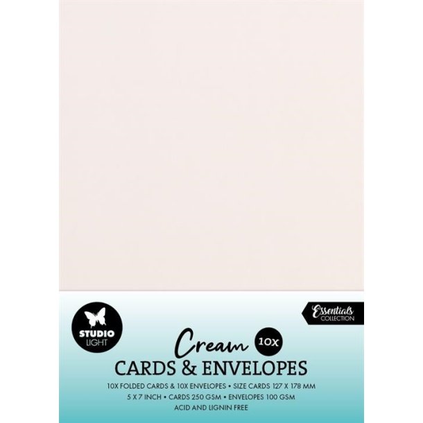Studio Light Cards &amp; Envelopes 5x7" "Creme" 10st
