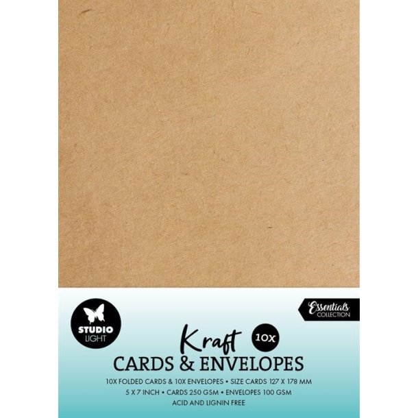 Studio Light Cards &amp; Envelopes 5x7" "Kraft" 10st