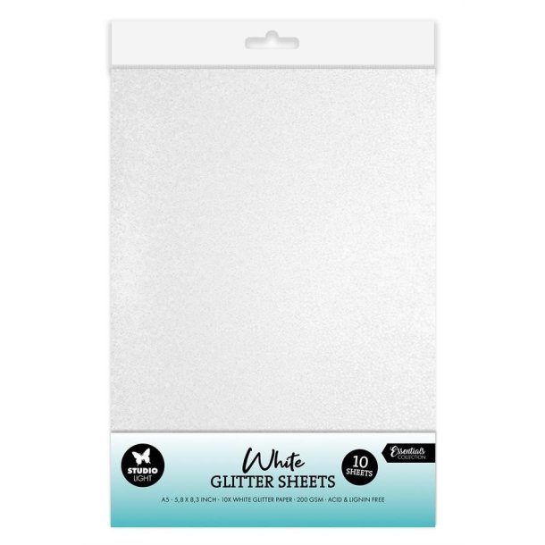 Studio Light Glitter Sheets "White" A5 10ark