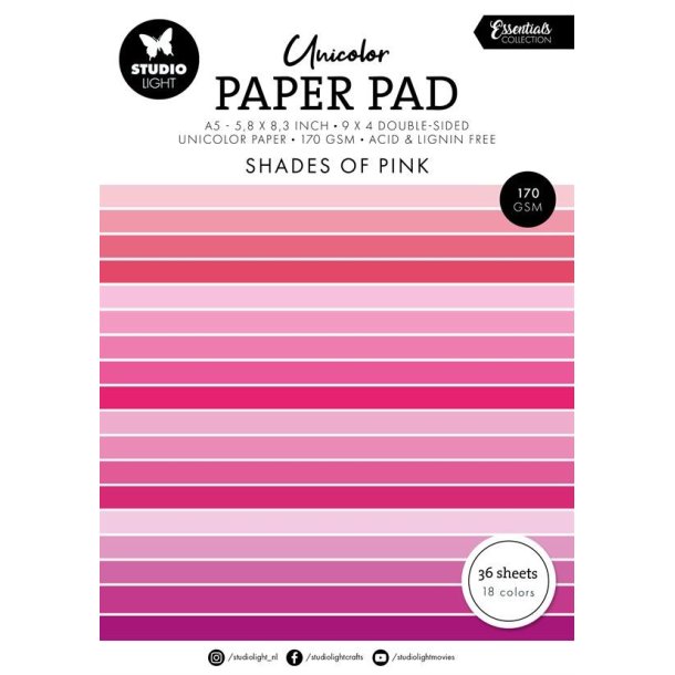Studio Light Unicolor paper pad "Shades of pink" SL-ES-UPP155