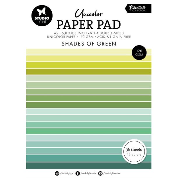 Studio Light Unicolor paper pad "Shades of green" SL-ES-UPP156