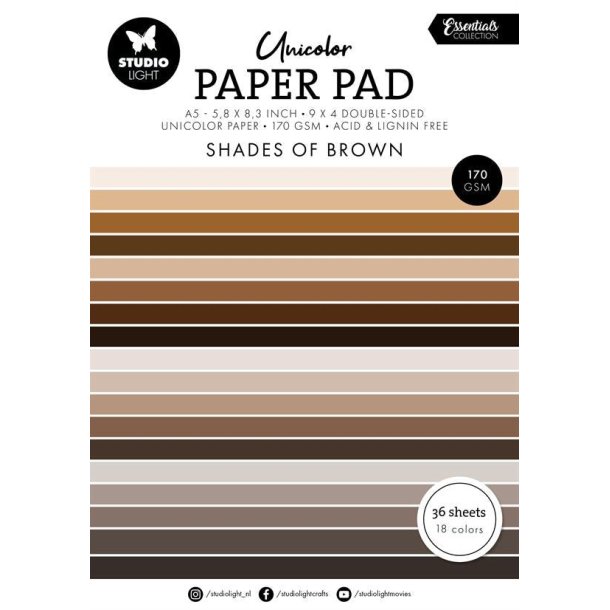  Studio Light Unicolor paper pad "Shades of brown" SL-ES-UPP158