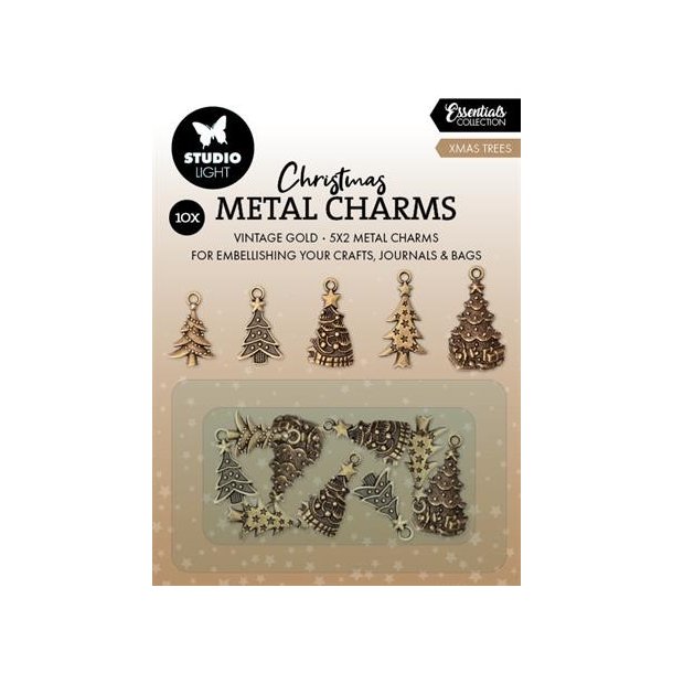 Metal Charms Christmas Trees 10stk