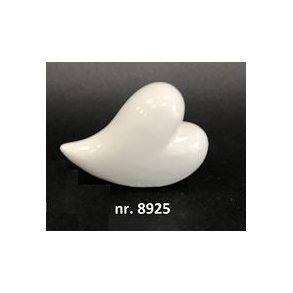 Hjerte 8cm st�ende i hvid keramik