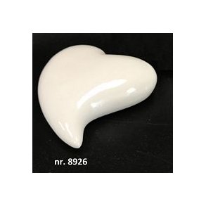 Keramik hjerte 11cm hvid