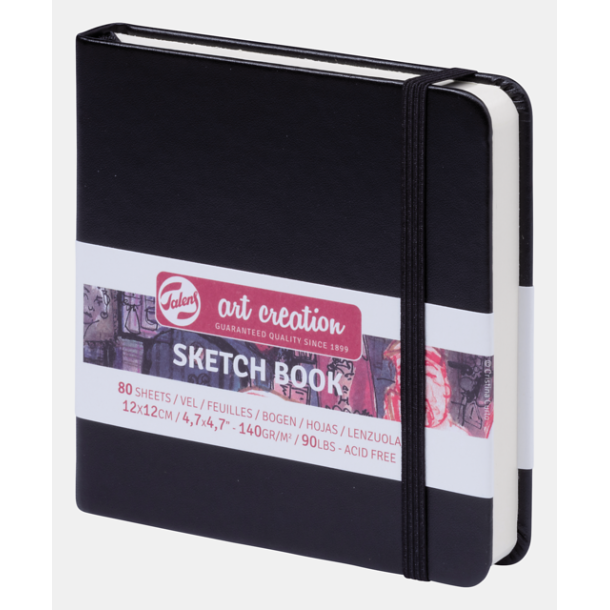 Sketch book 12x12cm 80 sider black