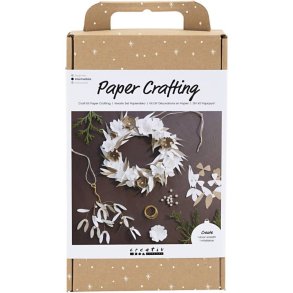 DIY Kit Papirpynt  Krans, hvid, lys natur