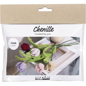 Mini DIY Kit Chenilleblomster Tulipaner, ass. farver
