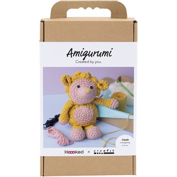 DIY Kit Amigurumi Pindsvin, lys rosa, varm gul