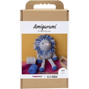 DIY Kit Amigurumi L�ve, marinebl�, lys gr�