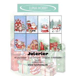 Papirblok A6 Julerier - Luna Hobby