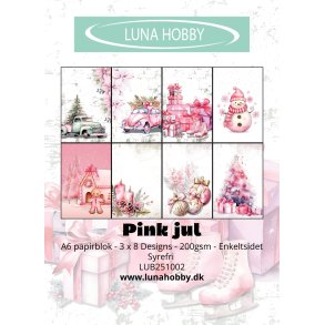 Papirblok A6 Pink jul - Luna Hobby