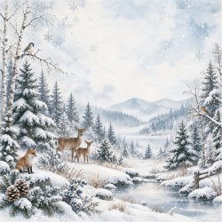 Papirblok Vintermagi 15 x 15 cm. - Luna Hobby
