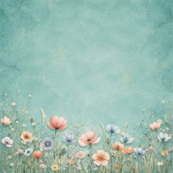 Papirblok Vilde Blomster - 15 x 15 cm - Luna Hobby