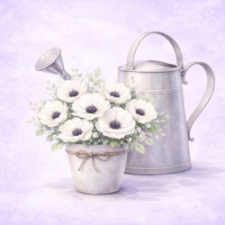 Papirblok Anemoner - 15 x 15 cm - Luna Hobby
