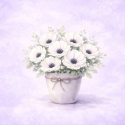 Papirblok Anemoner - 15 x 15 cm - Luna Hobby