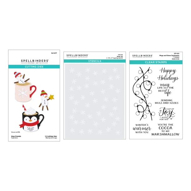 Merry Mugs and Kisses Die, Stamp &amp; Stencil Bundle spellbinders