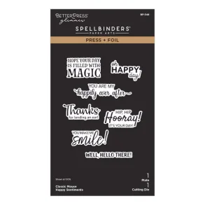 Press + Foil Plate Classic Mouse Happy Sentiments BP-348 Spellbinders