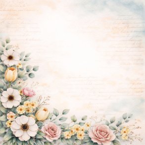 Designpapir Blid Blomsterhave - 30,5 x 30,5 cm - Luna Hobby