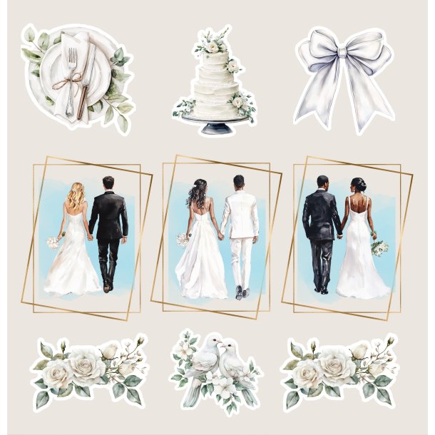 Designpapir Bryllup Klippeark - 30,5 x 30,5 cm - Luna Hobby