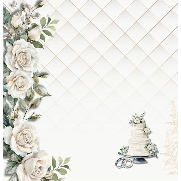 Designpapir Bryllupskage - 30,5 x 30,5 cm - Luna Hobby