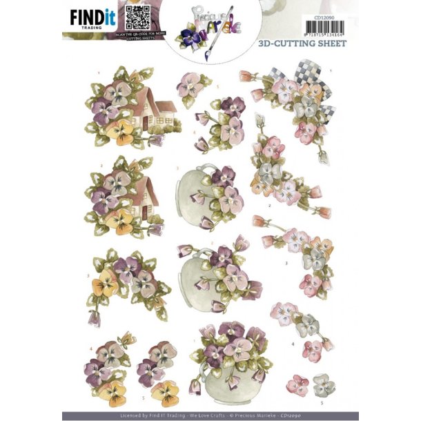 3D ark Marieke 12090 Colourful Pansies M21