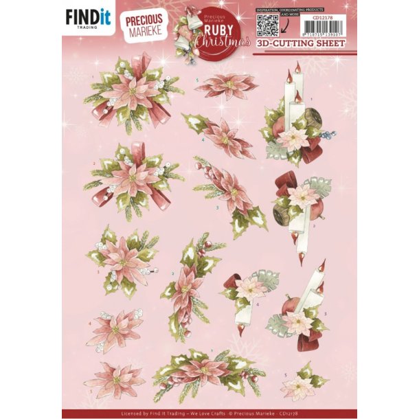 3d ark Marieke 12178 Ruby Christmas - Ruby poinsettia M21