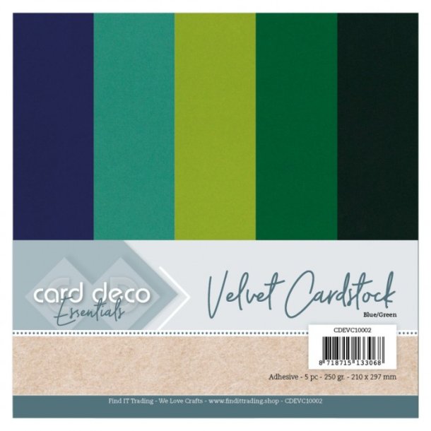 Card Deco Essentials - Velvet Cardstock Blue/Green 5ark