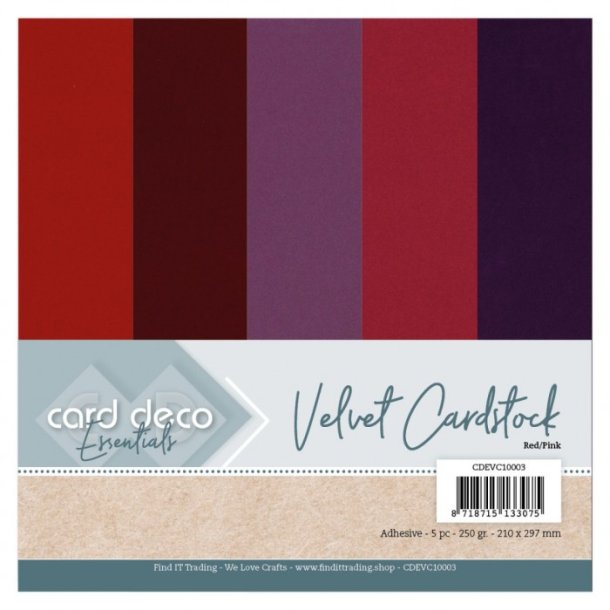 Card Deco Essentials - Velvet Cardstock Red/Pink 5ark