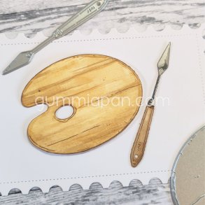 Die Stor F�rgpalett och Palettkniv Gummiapan 