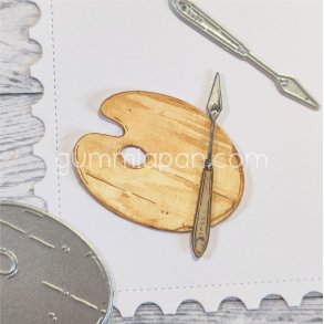 Die Liten F�rgpalett och Palettkniv Gummiapan 