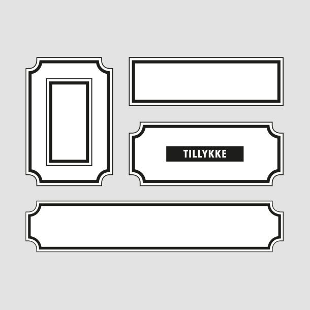 Design5 akrylstempel Labels A Tillykke 6stk