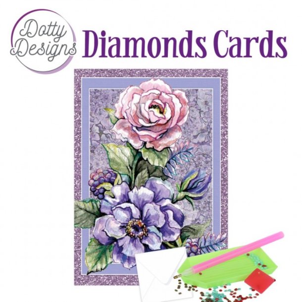 Diamond Cards Pink Rose ca. 9,5x13,5cm