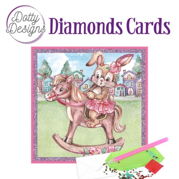 Diamond cards Rocking Horse ca. 15x15cm